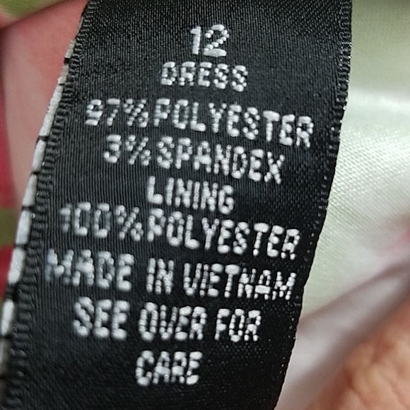 Sundress Lined Floral Print stretch midi lace trim Pink White Zipper Sheath EUC - Picture 9 of 9